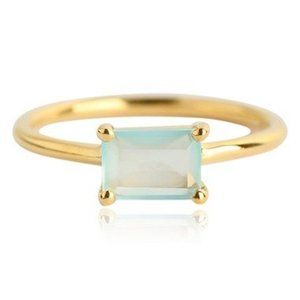 Leah Alexandra Baguette Ring Aqua Chalcedony